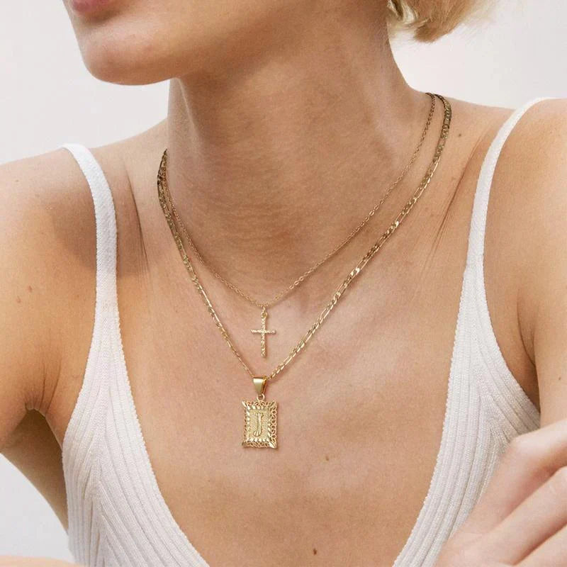 Cross Initial Necklace Set ｜ ネックレスセット・ゴールド