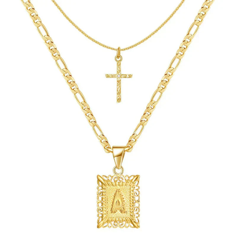 Cross Initial Necklace Set ｜ ネックレスセット・ゴールド