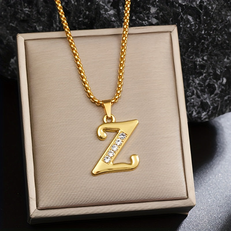 Crystal Accent Initial Necklace ｜ イニシャルネックレス・ゴールド