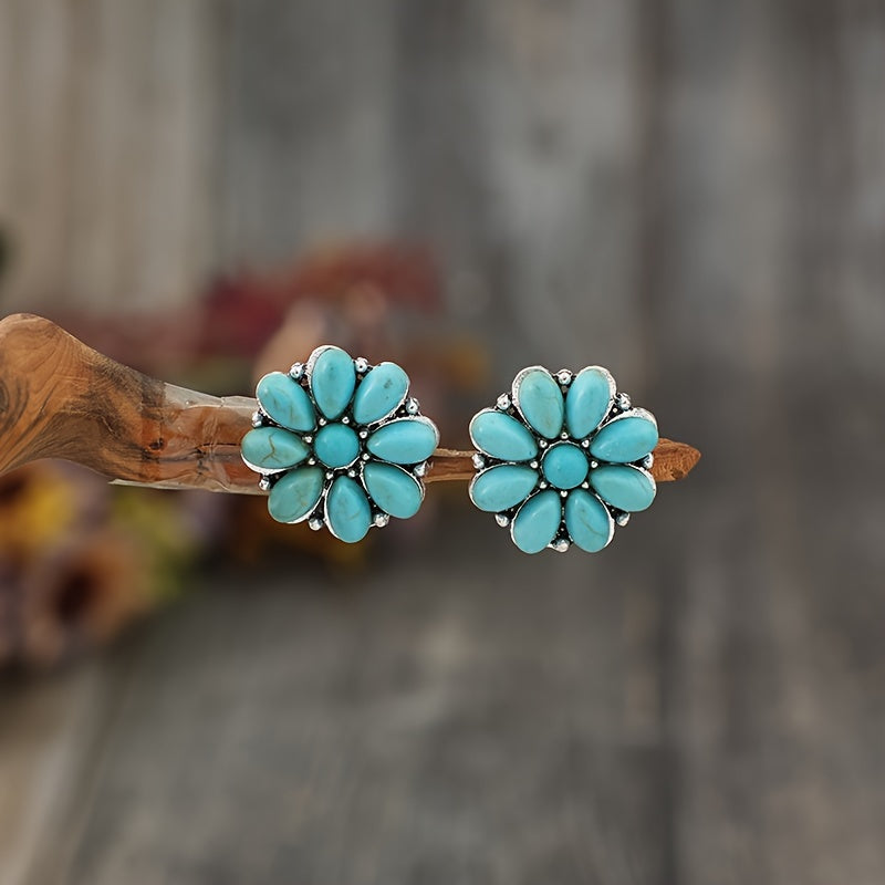 Serelith Turquoise Petal Studs ｜ スタッドピアス・ホワイトゴールド
