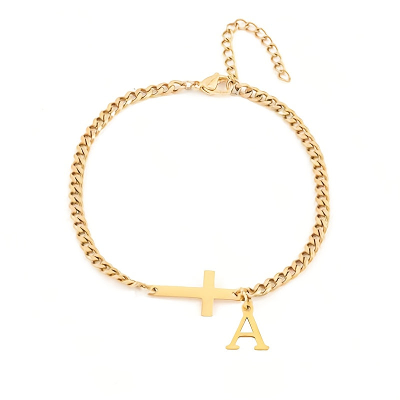 Initial Cross Bracelet ｜ イニシャルブレスレット・ゴールド