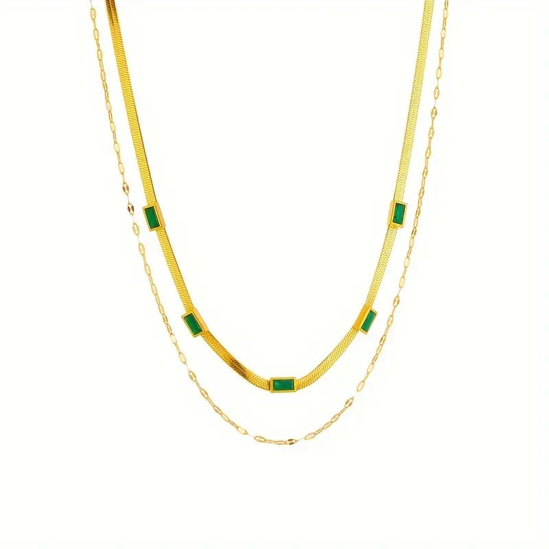 Sorella Gem Double-Layer Retro Necklace ｜ ネックレス・ゴールド