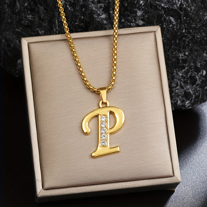 Crystal Accent Initial Necklace ｜ イニシャルネックレス・ゴールド