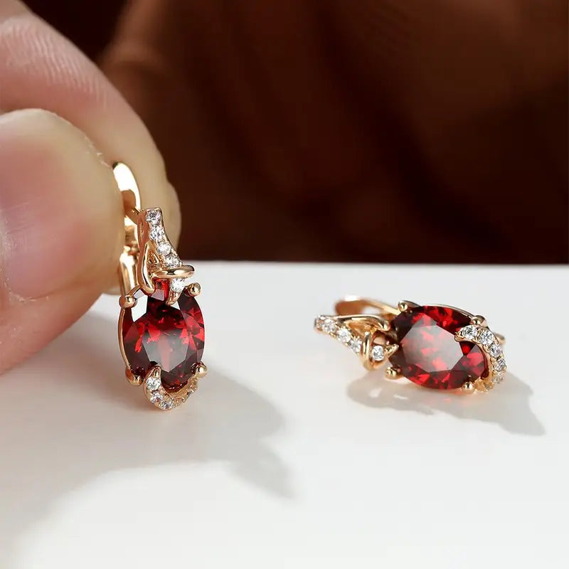 Crimson Twilight Drop Earrings ｜ ドロップピアス・ゴールド