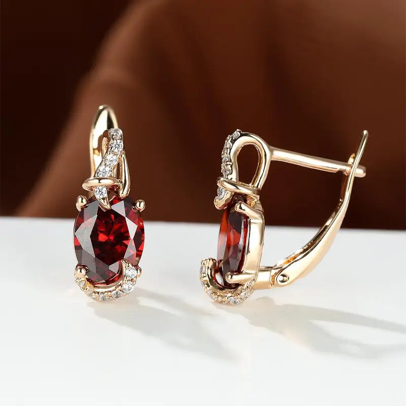 Crimson Twilight Drop Earrings ｜ ドロップピアス・ゴールド