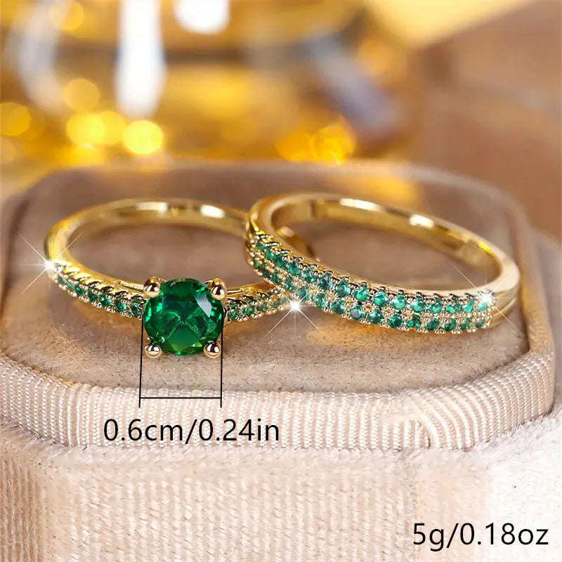 Serena Emerald Duo Ring Set ｜ リングセット・ゴールド