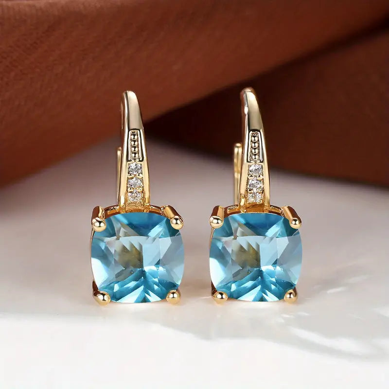Mystic Sapphire Stone Hoop Earrings ｜ フープピアス・ゴールド