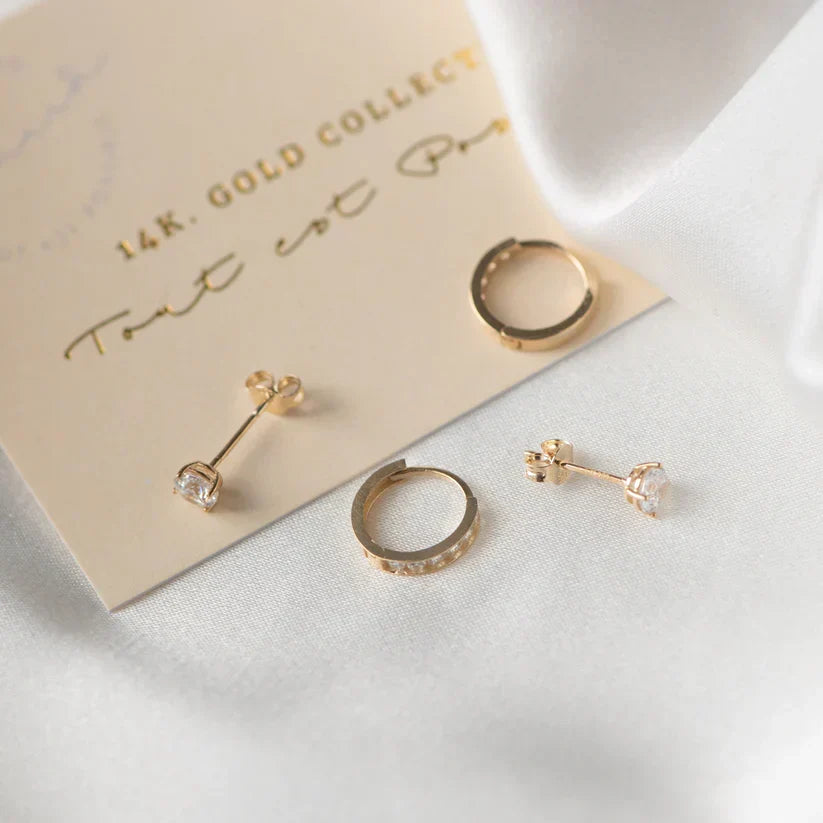 Dara Brillane Stone Earrings Set ｜ ピアス・ゴールド