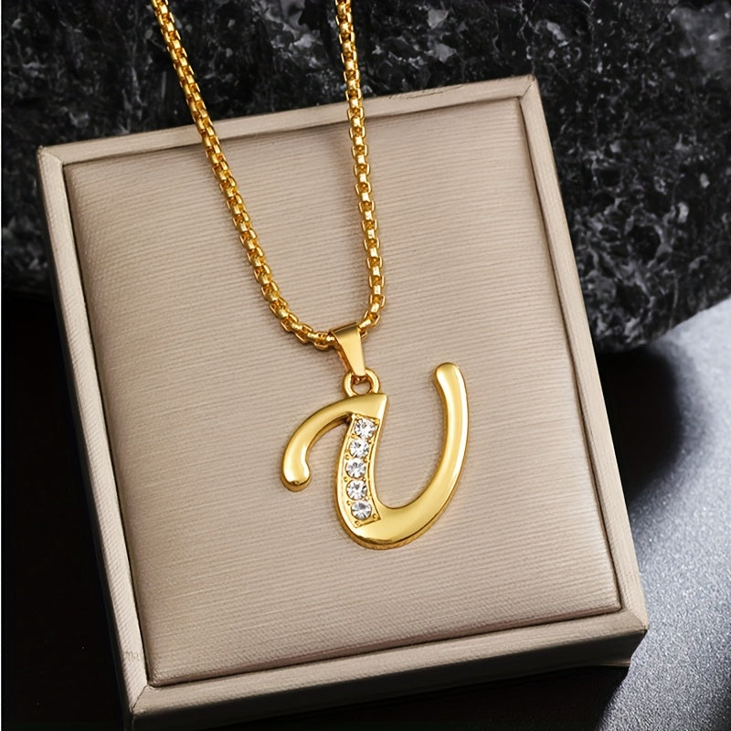 Crystal Accent Initial Necklace ｜ イニシャルネックレス・ゴールド