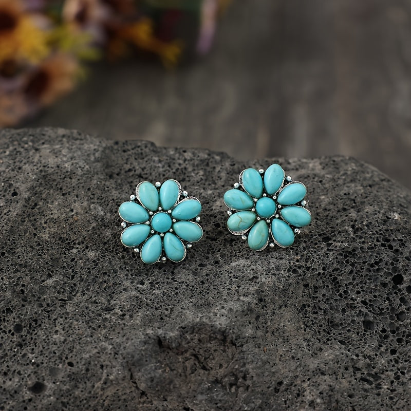 Serelith Turquoise Petal Studs ｜ スタッドピアス・ホワイトゴールド