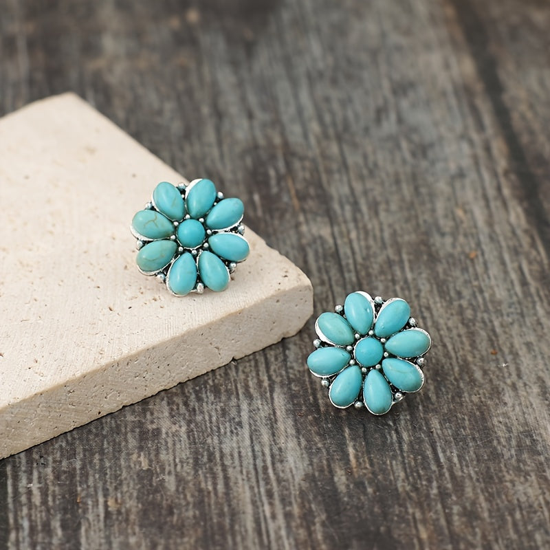 Serelith Turquoise Petal Studs ｜ スタッドピアス・ホワイトゴールド