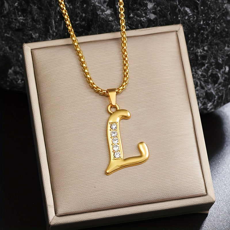Crystal Accent Initial Necklace ｜ イニシャルネックレス・ゴールド
