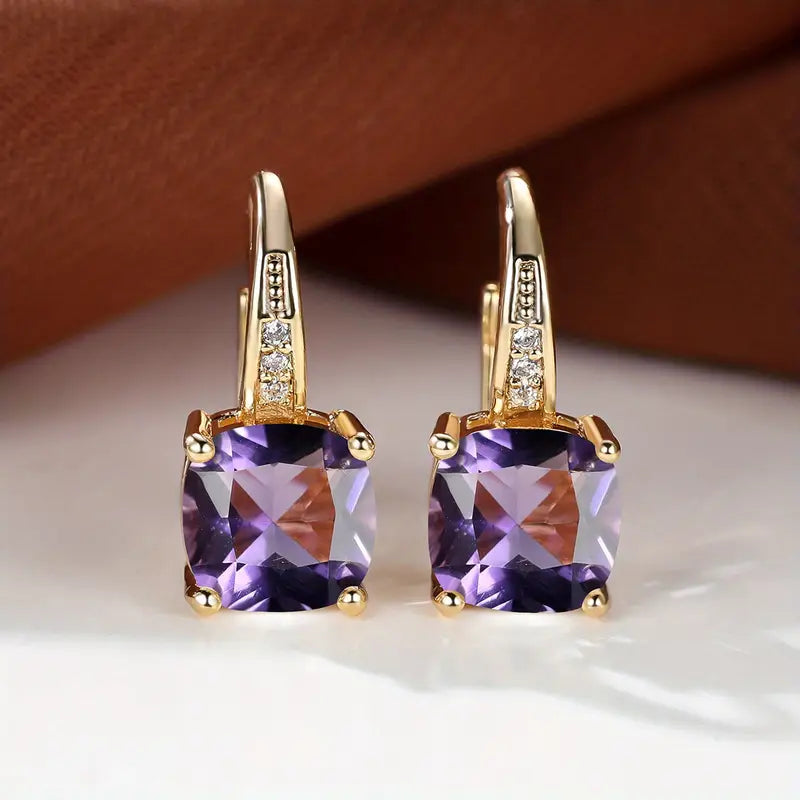 Mystic Sapphire Stone Hoop Earrings ｜ フープピアス・ゴールド