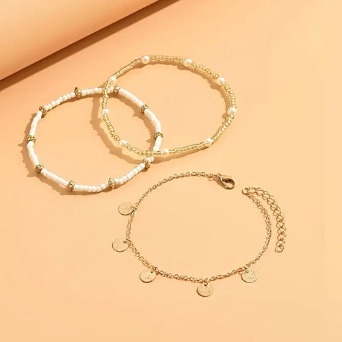 Coastal Charm 3-Piece Layered Anklet Set ｜ アンクレット・ゴールド