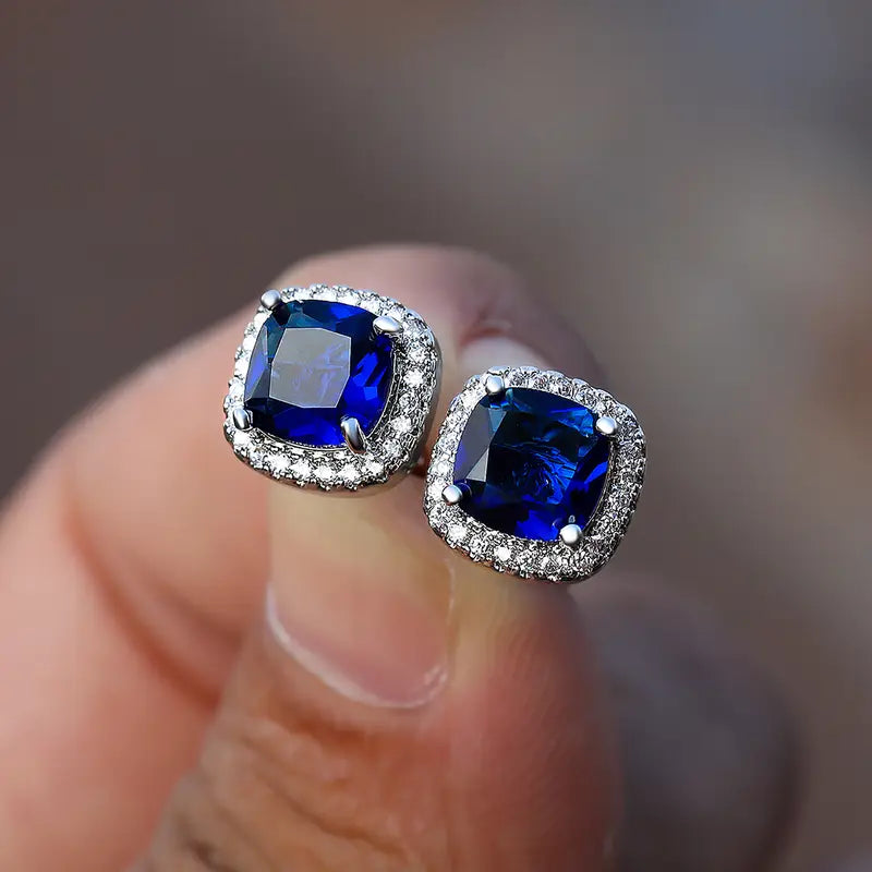 Saphir Square Stud Earrings ｜ スタッドピアス・ホワイトゴールド
