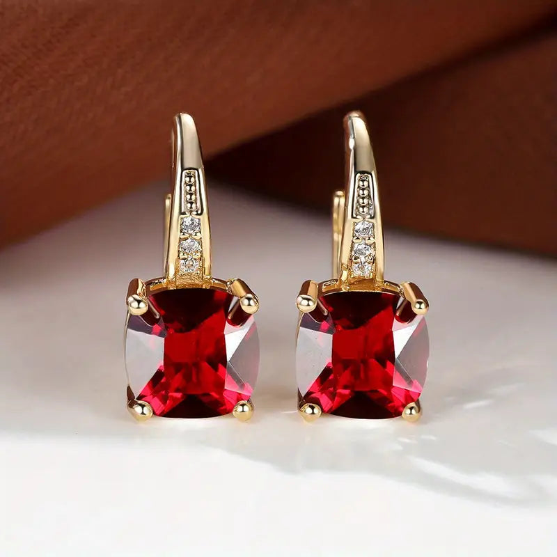 Mystic Sapphire Stone Hoop Earrings ｜ フープピアス・ゴールド