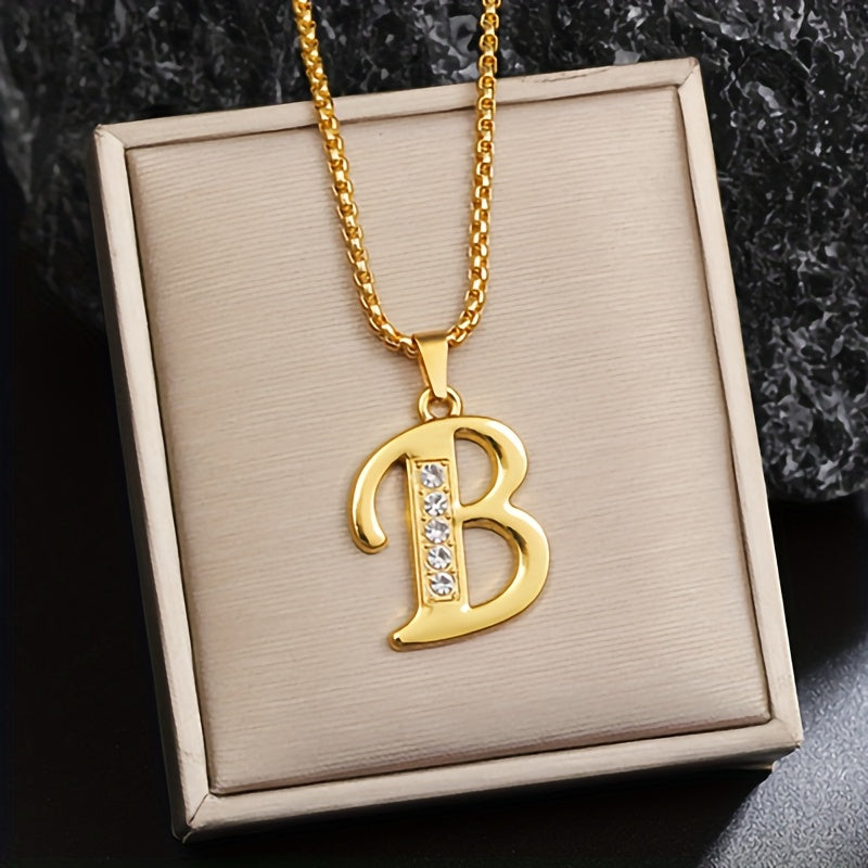 Crystal Accent Initial Necklace ｜ イニシャルネックレス・ゴールド