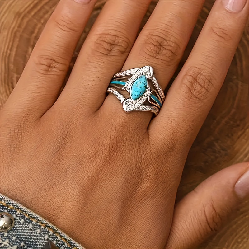Turquoise Marquis Statement Ring ｜ リング・ホワイトゴールド