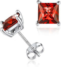Minimalist Princess Cut Ruby Stud Earrings ｜ スタッドピアス・ホワイトゴールド