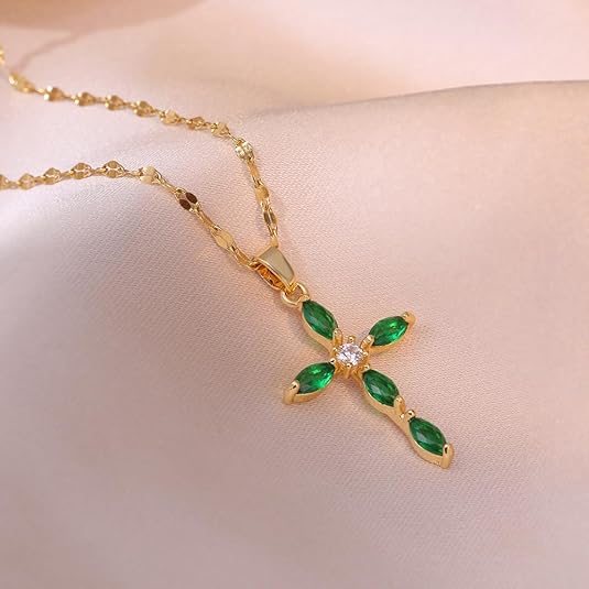 Emerald Cross Necklace ｜ クロスネックレス・ゴールド