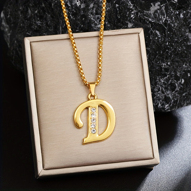 Crystal Accent Initial Necklace ｜ イニシャルネックレス・ゴールド