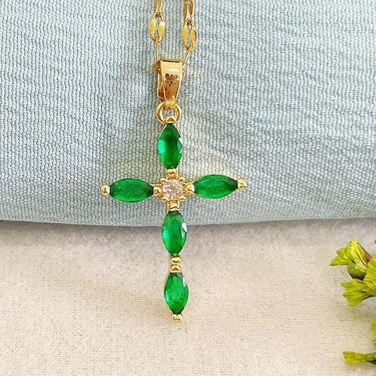 Emerald Cross Necklace ｜ クロスネックレス・ゴールド