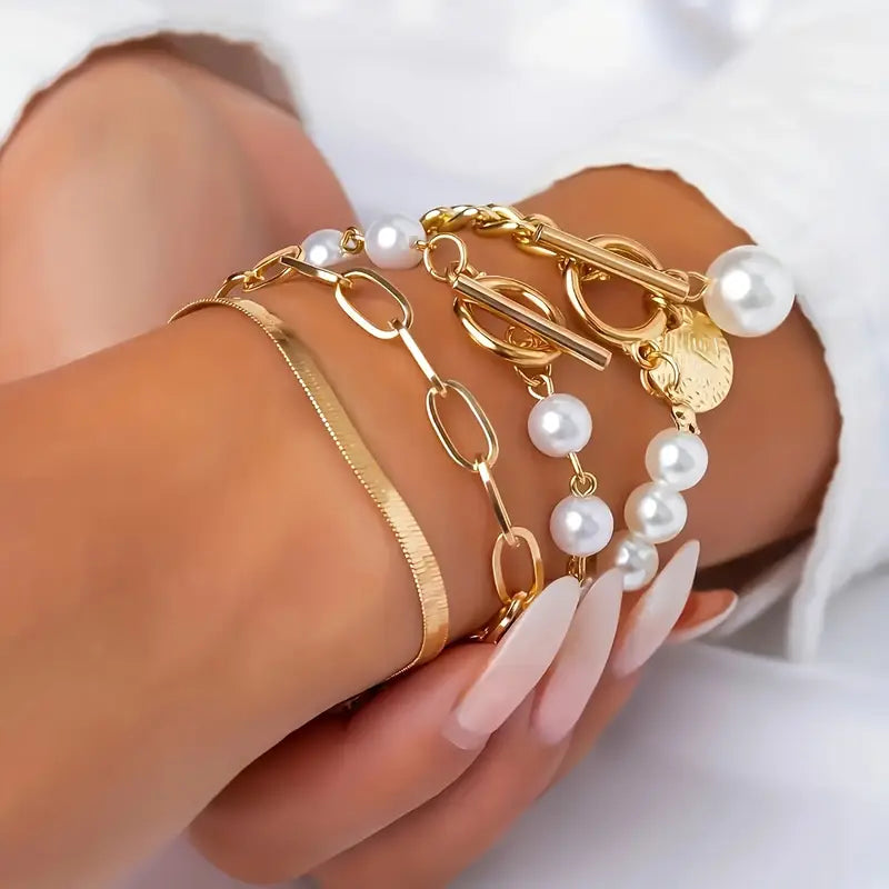 Chic Gold 4-Piece Bracelet Set ｜ ブレスレットセット・ゴールド