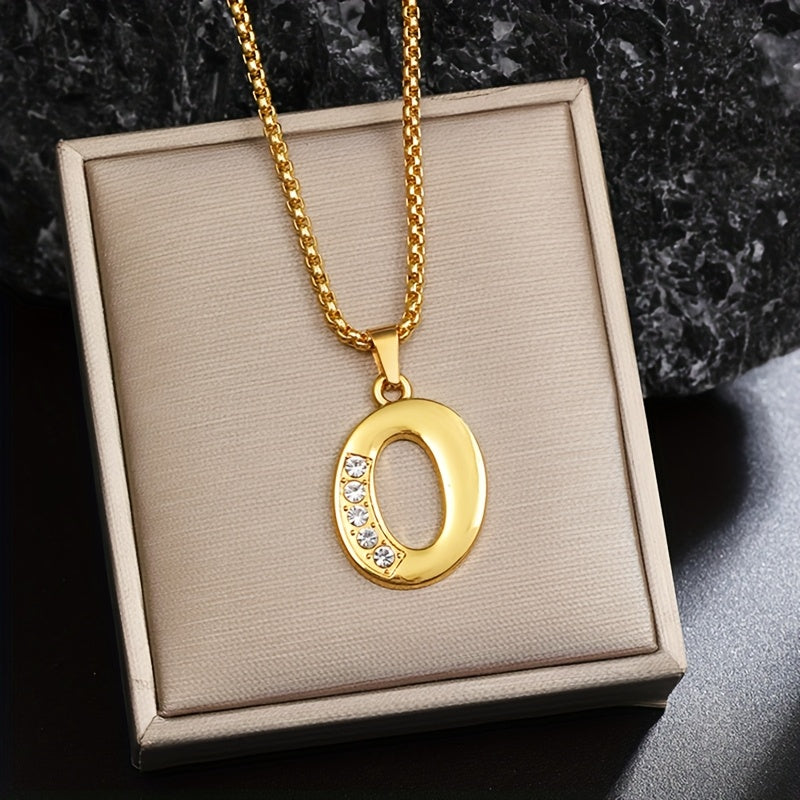 Crystal Accent Initial Necklace ｜ イニシャルネックレス・ゴールド