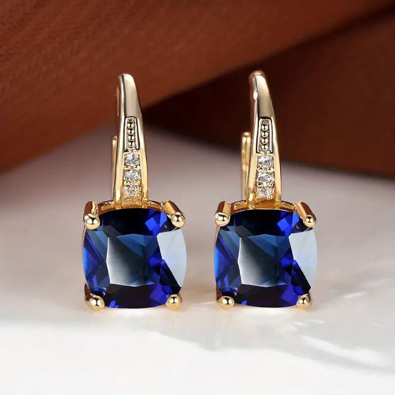 Mystic Sapphire Stone Hoop Earrings ｜ フープピアス・ゴールド