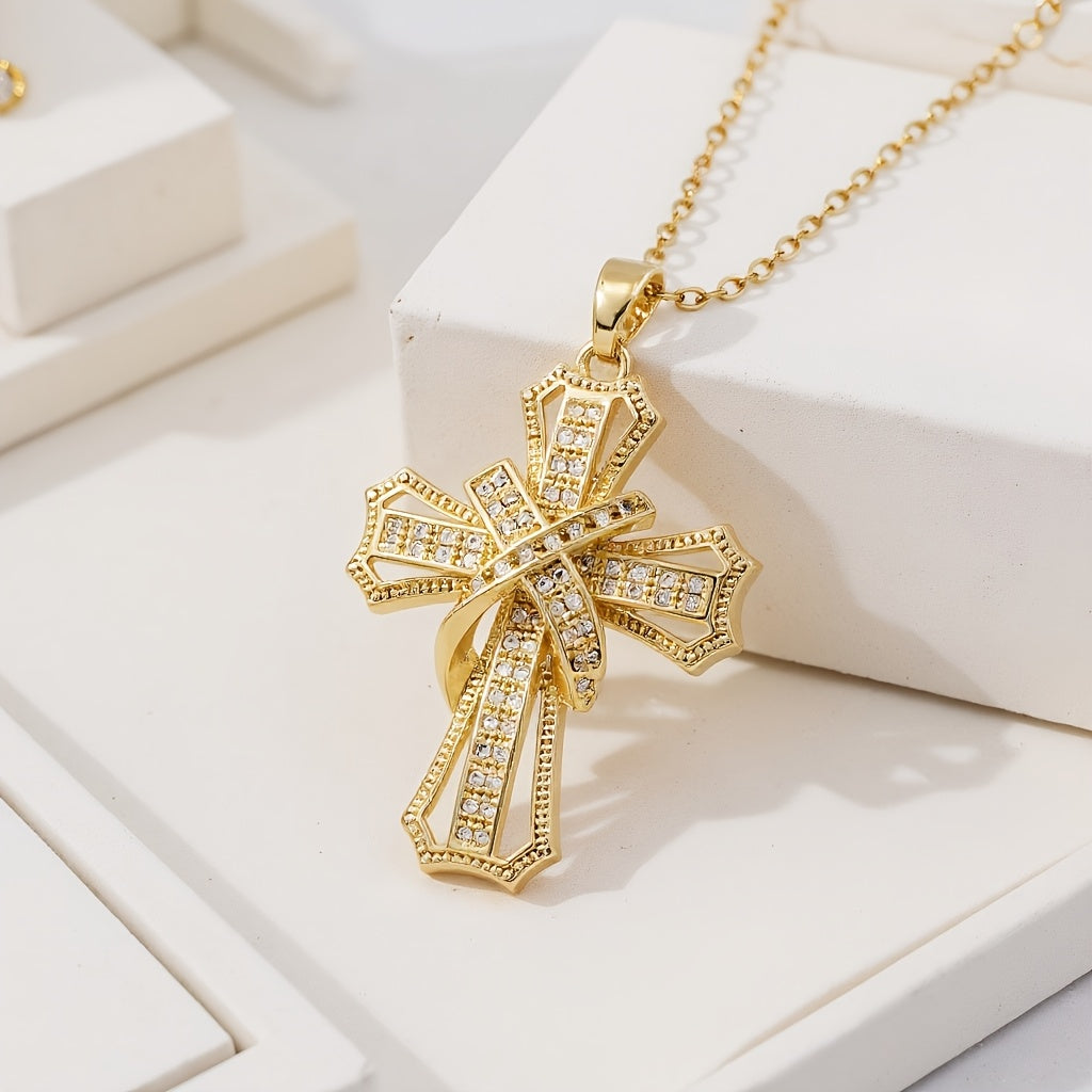 Radiant Cross Pendant Necklace ｜ クロスネックレス・ゴールド