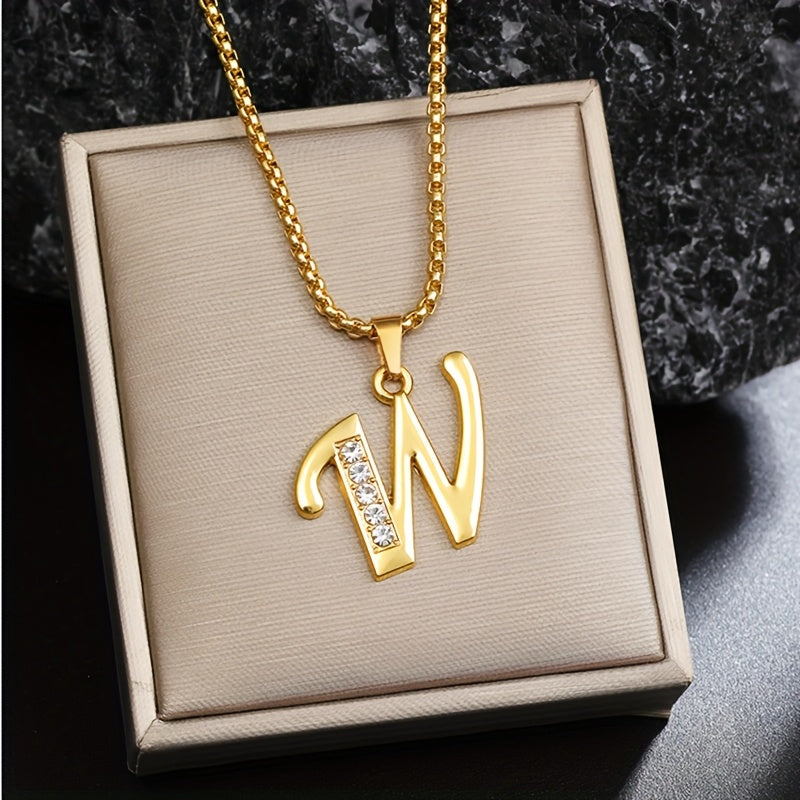 Crystal Accent Initial Necklace ｜ イニシャルネックレス・ゴールド