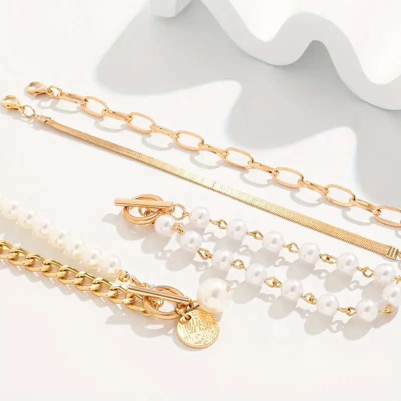 Chic Gold 4-Piece Bracelet Set ｜ ブレスレットセット・ゴールド