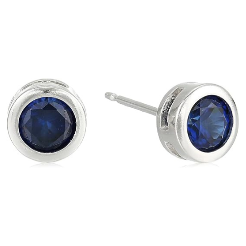Sapphire Bezel Stud Earrings ｜ スタッドピアス・ホワイトゴールド