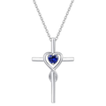Sapphire Heart Stone Cross Necklace ｜ クロスネックレス・ホワイトゴールド