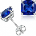 Minimalist Princess Cut Sapphire Stud Earrings ｜ スタッドピアス・ホワイトゴールド
