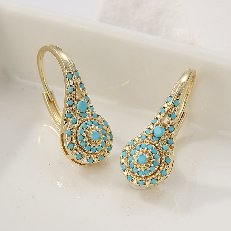 Valenne Turquoise Cluster Earrings ｜ ピアス・ゴールド