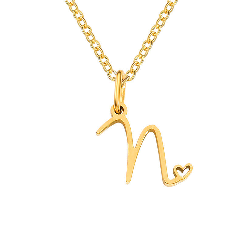 Heart Initial Necklace ｜ イニシャルネックレス・ゴールド