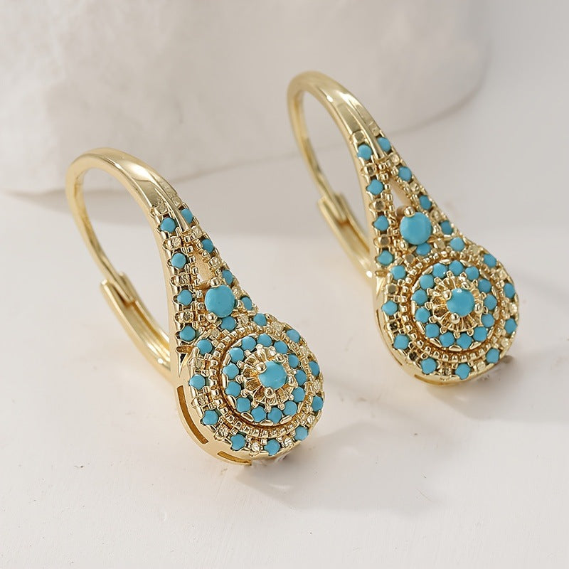 Valenne Turquoise Cluster Earrings ｜ ピアス・ゴールド