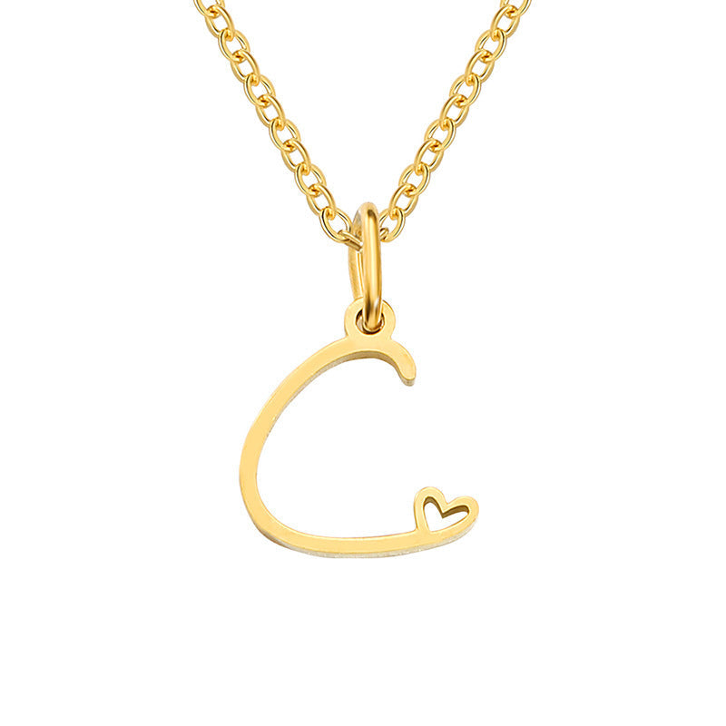 Heart Initial Necklace ｜ イニシャルネックレス・ゴールド