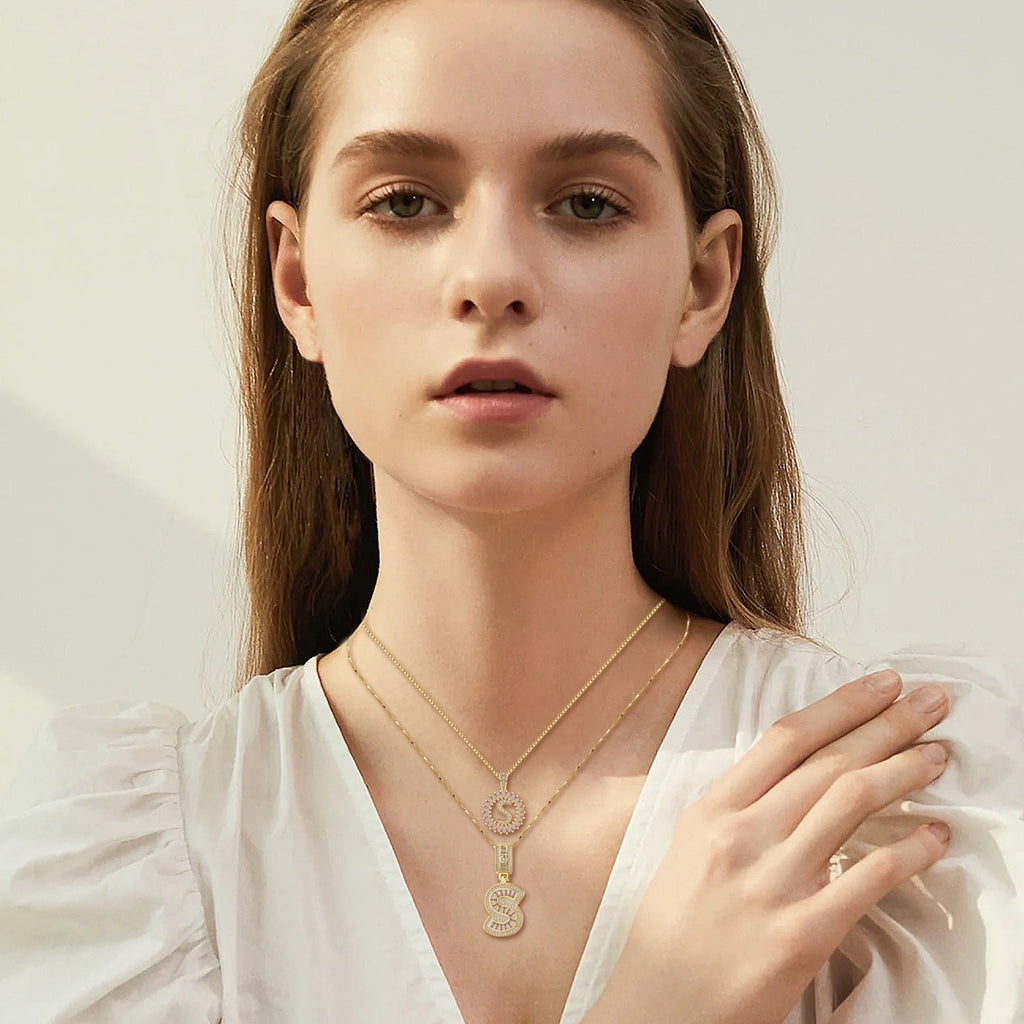 Pave Letter Initial Necklace Set ｜ イニシャルネックレス・ゴールド