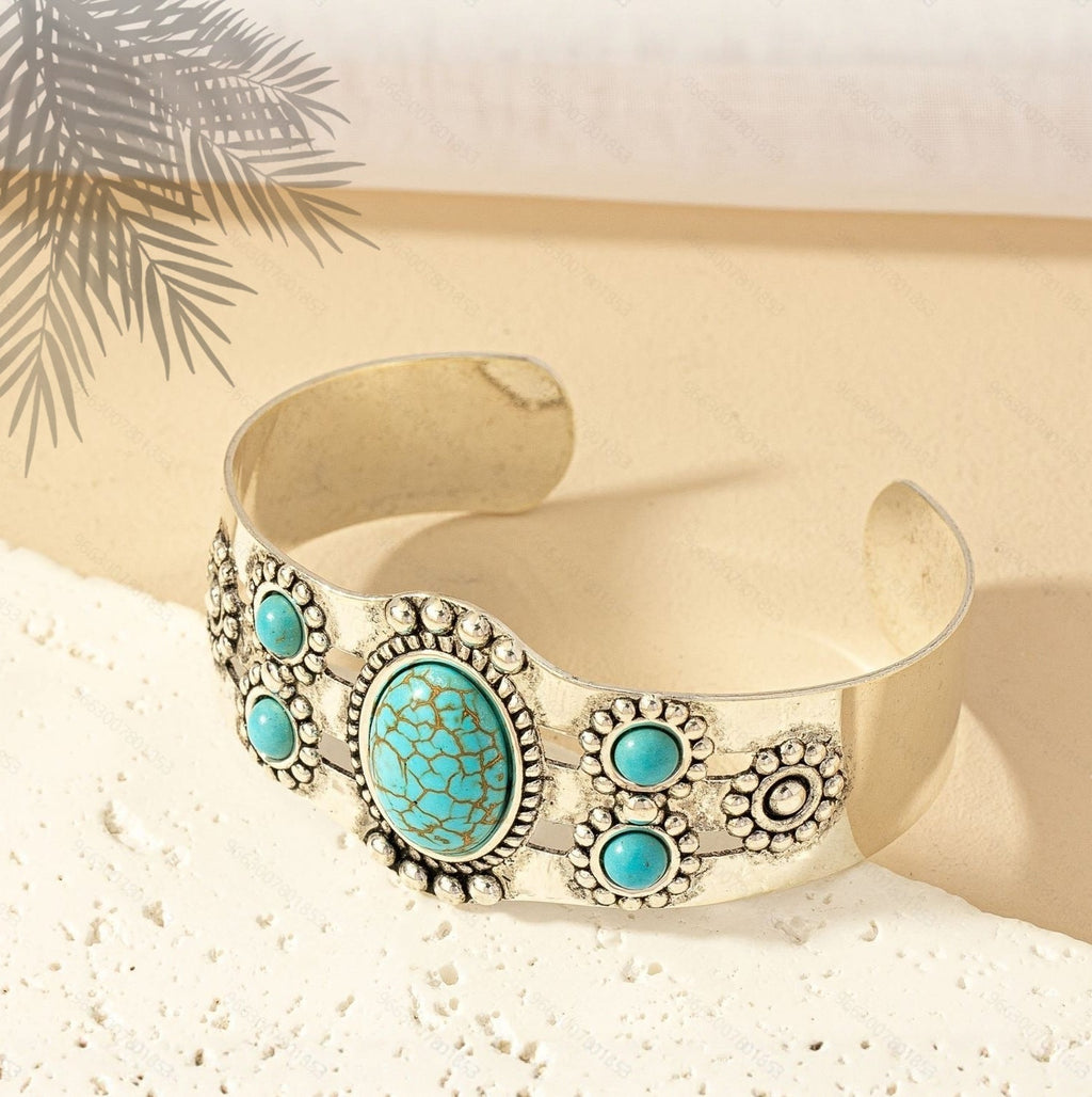 Seren Turquoise Cuff Bracelet ｜ バングル・ホワイトゴールド