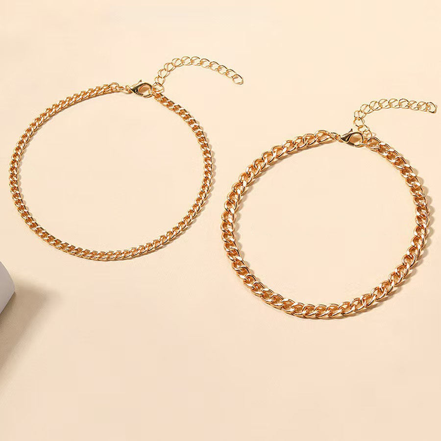 Layered Cuban Link Anklet ｜ アンクレット・ゴールド
