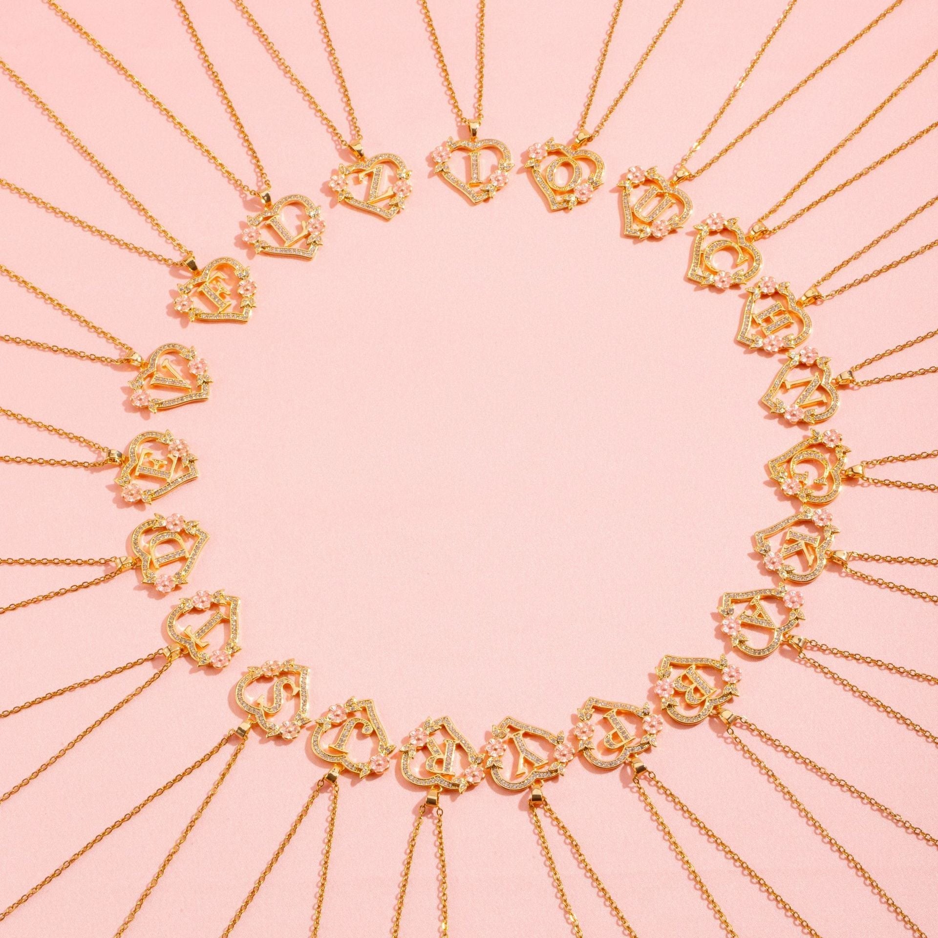 Floral Charm Initial Necklace ｜ イニシャルネックレス・ゴールド