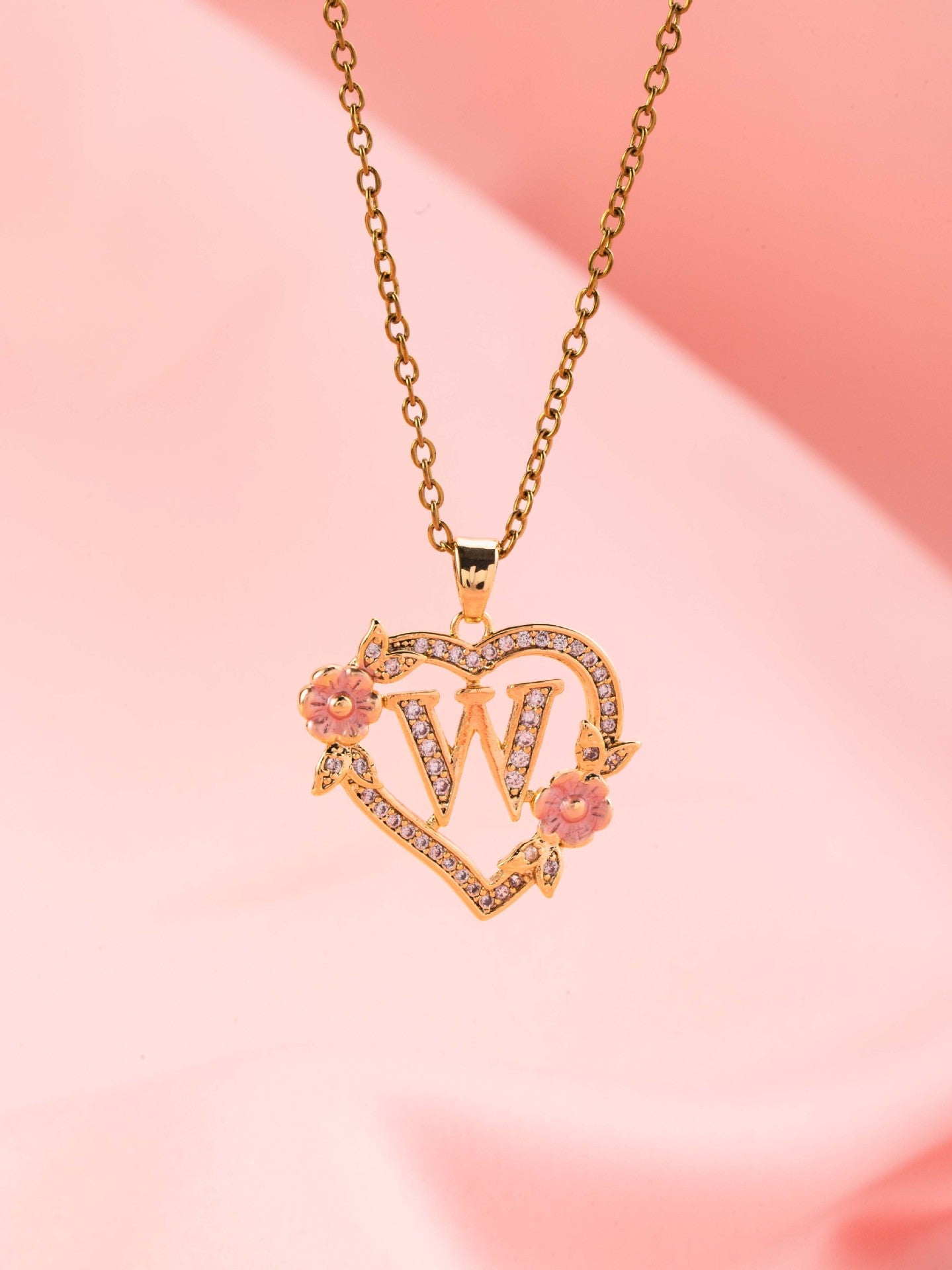 Floral Charm Initial Necklace ｜ イニシャルネックレス・ゴールド