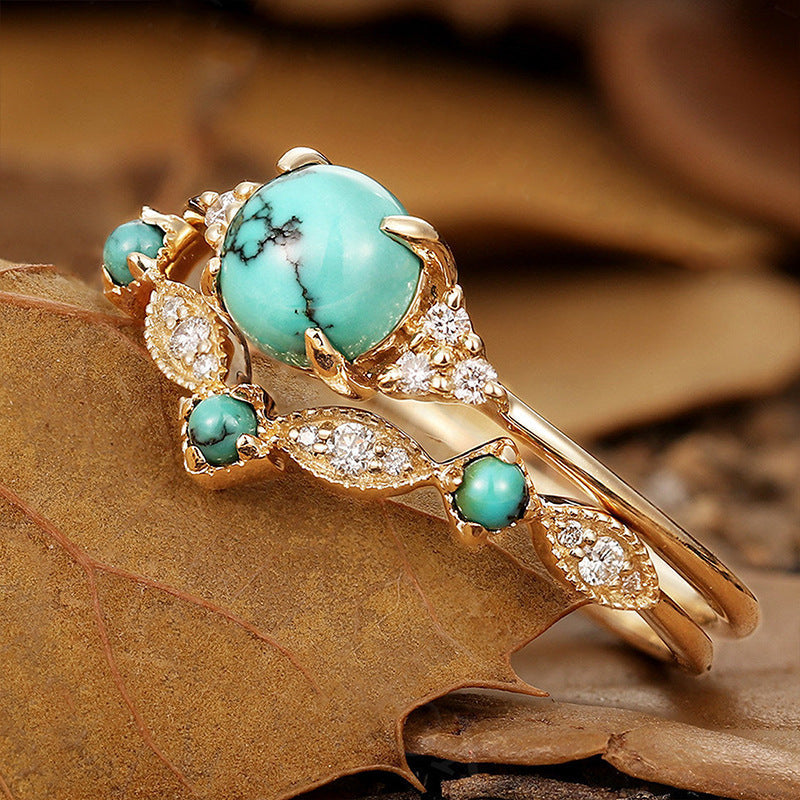 Aureva Turquoise Crown Ring Set ｜ リングセット・ゴールド