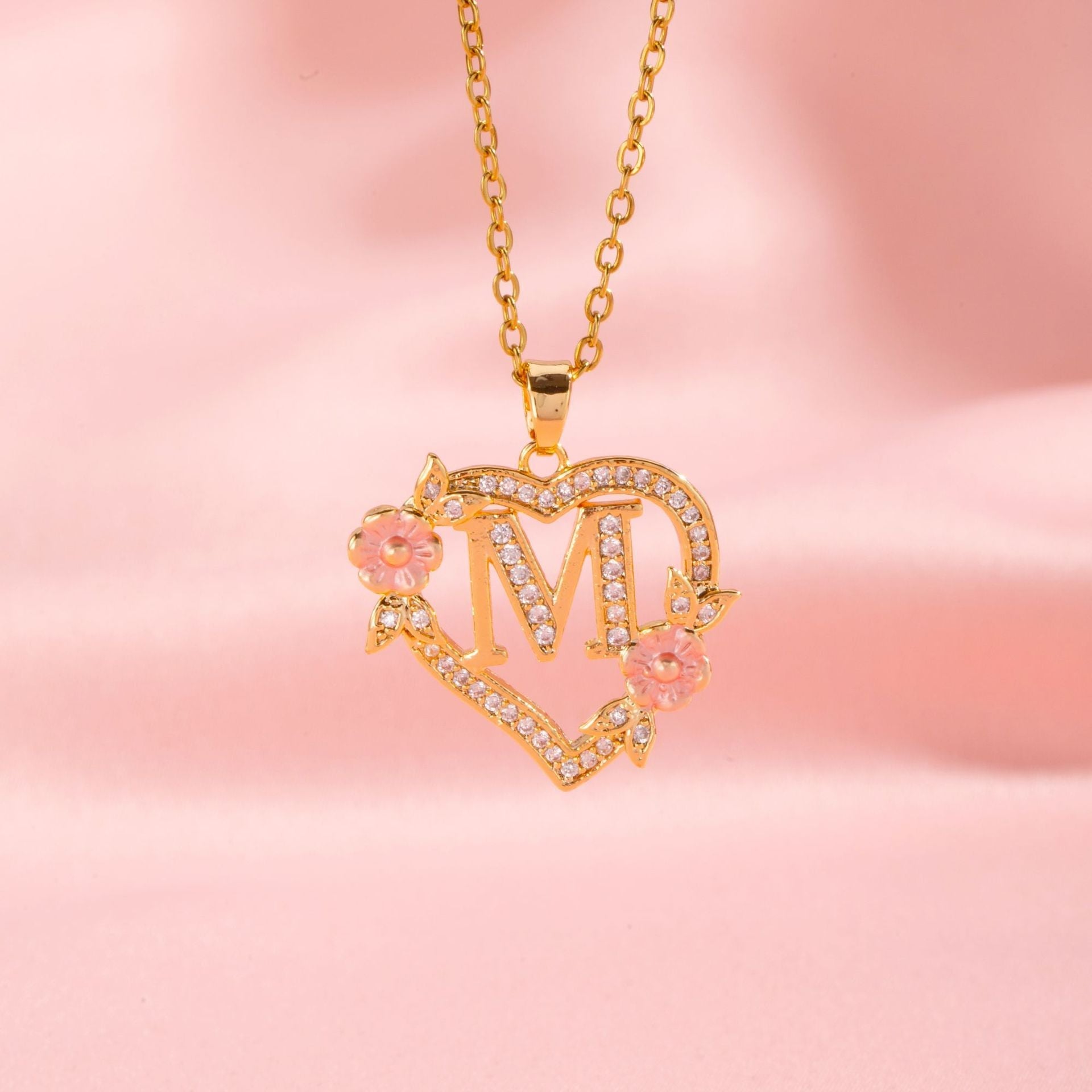Floral Charm Initial Necklace ｜ イニシャルネックレス・ゴールド
