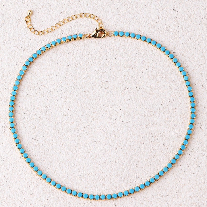 Turquoise Round Tennis Necklace ｜ テニスネックレス・ゴールド
