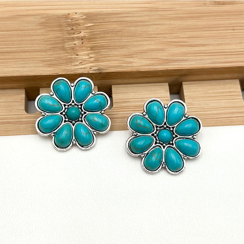 Serelith Turquoise Petal Studs ｜ スタッドピアス・ホワイトゴールド