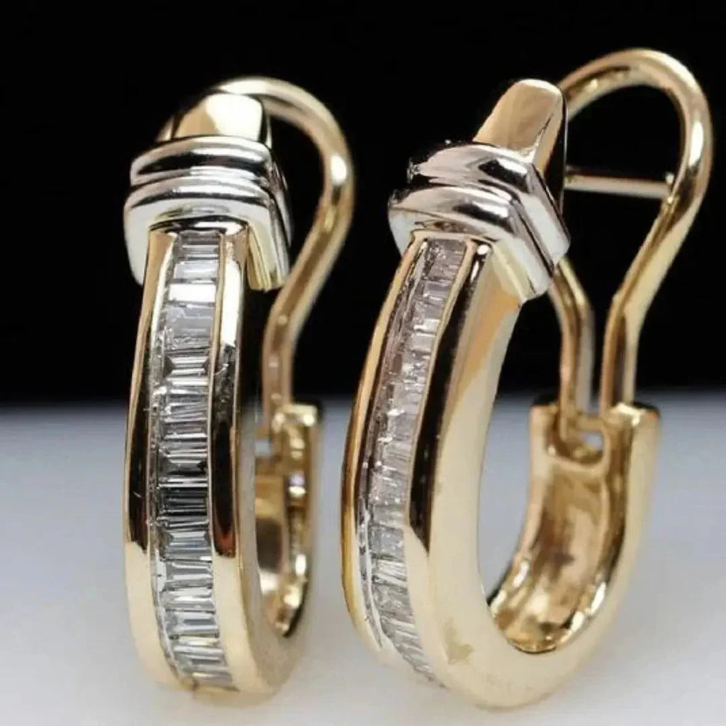 Vintage Crystal Hoop Earrings ｜ フープピアス・ゴールド