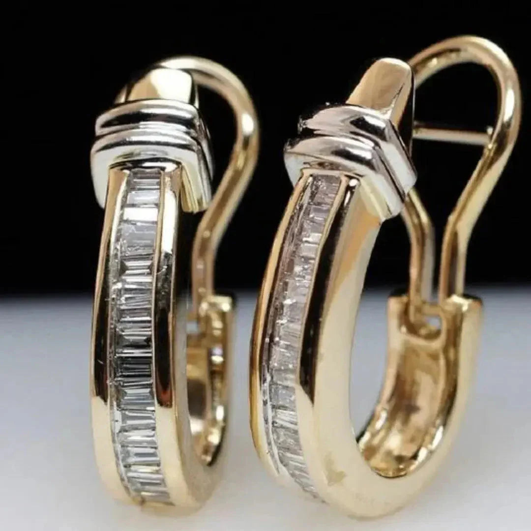 Vintage Crystal Hoop Earrings ｜ フープピアス・ゴールド